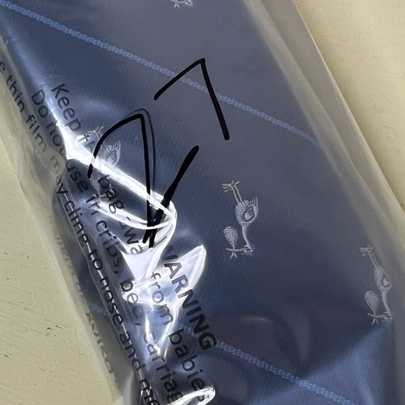 Chipp New Haven Custom Tailor All Over Print Stork Pattern Navy Blue Tie - Picture 9 of 9